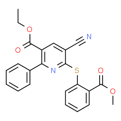 ETHYL 5-CYANO-6-([2-(METHOXYCARBONYL)PHENYL]SULFANYL)-2-PHENYLNICOTINATE Structure