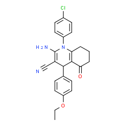 2-amino-1-(4-chlorophenyl)-4-(4-ethoxyphenyl)-5-oxo-1,4,5,6,7,8-hexahydro-3-quinolinecarbonitrile structure