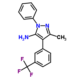 3-Methyl-1-phenyl-4-[3-(trifluoromethyl)phenyl]-1H-pyrazol-5-amine结构式