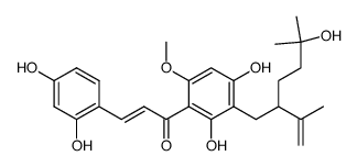 (2E)-1-[2,4-Dihydroxy-3-[5-hydroxy-5-methyl-2-(1-methylethenyl)hexyl]-6-methoxyphenyl]-3-(2,4-dihydroxyphenyl)-2-propen-1-one结构式