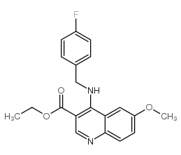 3-Quinolinecarboxylicacid,4-[[(4-fluorophenyl)methyl]amino]-6-methoxy-,ethylester(9CI) structure