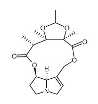 12,13-(Ξ)-ethane-1,1-diyldioxy-(13βH,14βH)-14,19-dihydro-20-nor-crotalanane-11,15-dione Structure