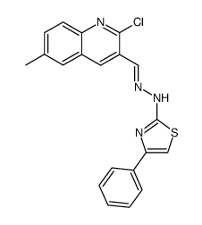 N-[1-(2-Chloro-6-methyl-quinolin-3-yl)-meth-(E)-ylidene]-N'-(4-phenyl-thiazol-2-yl)-hydrazine Structure