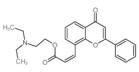 2-Propenoicacid, 3-(4-oxo-2-phenyl-4H-1-benzopyran-8-yl)-, 2-(diethylamino)ethyl ester structure