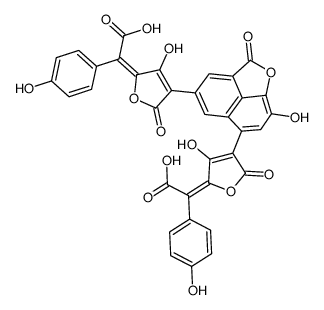 8-Hydroxy-4,6-bis[(5E)-5-(α-carboxy-4-hydroxybenzylidene)-4-hydroxy-2,5-dihydro-2-oxofuran-3-yl]-2H-naphtho[1,8-bc]furan-2-one结构式