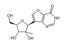 7-β-(2'-C-methy-D-ribofuranosyl)-furo[3,2-d]pyrimidin-4(3H)-one Structure