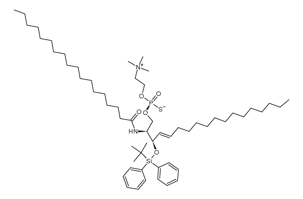 O-((2S,3R,E)-3-((tert-butyldiphenylsilyl)oxy)-2-stearamidooctadec-4-en-1-yl) O-(2-(trimethylammonio)ethyl) phosphorothioate结构式