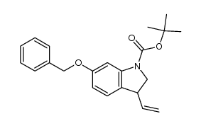 6-(benzyloxy)-1-((tert-butyloxy)carbonyl)-3-vinylindoline结构式