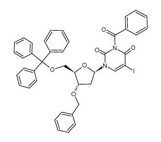N3-benzoyl-3'-O-benzyl-2'-deoxy-5-iodo-5'-O-trityluridine结构式
