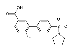 4-fluoro-3-(4-pyrrolidin-1-ylsulfonylphenyl)benzoic acid Structure