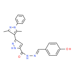 N'-[(E)-(4-hydroxyphenyl)methylidene]-3',5'-dimethyl-1'-phenyl-1H,1'H-3,4'-bipyrazole-5-carbohydrazide结构式
