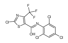 2-chloro-N-(2,4,6-trichlorophenyl)-4-(trifluoromethyl)-1,3-thiazole-5-carboxamide结构式