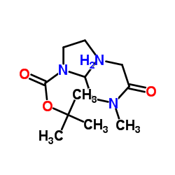 2-Methyl-2-propanyl 2-{[glycyl(methyl)amino]methyl}-1-pyrrolidinecarboxylate结构式