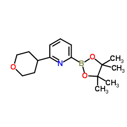 2-(Tetrahydro-2H-pyran-4-yl)-6-(4,4,5,5-tetramethyl-1,3,2-dioxaborolan-2-yl)pyridine结构式