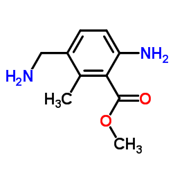 Benzoic acid, 6-amino-3-(aminomethyl)-2-methyl-, methyl ester (9CI)结构式