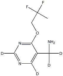 1,1-Dideutero-1-[2,6-dideutero-4-(2,2-Difluoro-propoxy)-pyrimidin-5-yl]-methylamine结构式