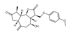 (3S,3aR,4S,6aR,9S,9aR,9bR)-4-hydroxy-3-(((4-methoxyphenyl)thio)methyl)-9-methyl-6-methyleneoctahydroazuleno[4,5-b]furan-2,8(3H,9bH)-dione Structure
