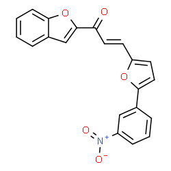 (E)-1-(benzofuran-2-yl)-3-(5-(3-nitrophenyl)furan-2-yl)prop-2-en-1-one结构式