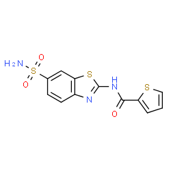 N-[(2E)-6-sulfamoyl-1,3-benzothiazol-2(3H)-ylidene]thiophene-2-carboxamide structure