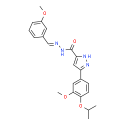 (E)-3-(4-isopropoxy-3-methoxyphenyl)-N-(3-methoxybenzylidene)-1H-pyrazole-5-carbohydrazide结构式