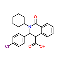 3-(4-Chlorophenyl)-2-cyclohexyl-1-oxo-1,2,3,4-tetrahydro-4-isoquinolinecarboxylic acid Structure