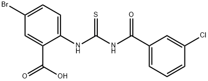 5-bromo-2-[[[(3-chlorobenzoyl)amino]thioxomethyl]amino]-benzoic acid structure