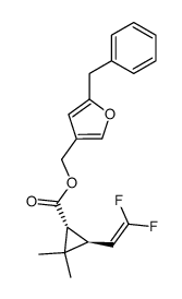 (1R,3S)-3-(2,2-Difluoroethenyl)-2,2-dimethylcyclopropanecarboxylic acid [5-(phenylmethyl)furan-3-yl]methyl ester结构式