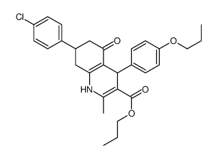 propyl 7-(4-chlorophenyl)-2-methyl-5-oxo-4-(4-propoxyphenyl)-4,6,7,8-tetrahydro-1H-quinoline-3-carboxylate Structure