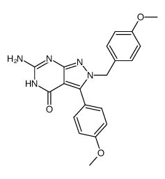 6-amino-2-(4-methoxy-benzyl)-3-(4-methoxy-phenyl)-2,5-dihydro-pyrazolo[3,4-d]pyrimidin-4-one结构式