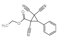 Cyclopropanecarboxylicacid, 1,2,2-tricyano-3-phenyl-, ethyl ester结构式