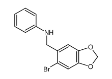 N-((6-bromobenzo[d][1,3]dioxol-5-yl)methyl)benzenamine结构式