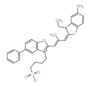 5,9-dimethyl-3-ethyl-5'-phenyl-3'-(4-sulfobutyl)oxathiacarbocyanine betaine Structure