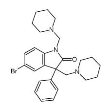 5-Bromo-3-phenyl-1,3-bis-piperidin-1-ylmethyl-1,3-dihydro-indol-2-one结构式