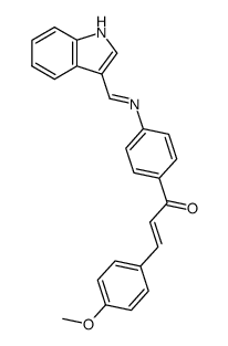 (E)-1-(4-{[1-(1H-Indol-3-yl)-meth-(E)-ylidene]-amino}-phenyl)-3-(4-methoxy-phenyl)-propenone Structure