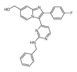 [3-(2-Benzylamino-pyrimidin-4-yl)-2-(4-fluoro-phenyl)-imidazo[1,2-a]pyridin-7-yl]-methanol Structure