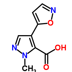 1-Methyl-4-(1,2-oxazol-5-yl)-1H-pyrazole-5-carboxylic acid结构式