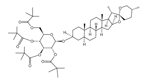 <(25R)-5α-Spirostan-3β-yl>-2,3,4,6-tetra-O-pivaloyl-β-D-glucopyranosid结构式