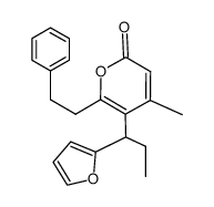 5-(1-(furan-2-yl)propyl)-4-methyl-6-phenethyl-2H-pyran-2-one Structure