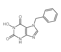 1H-Purine-2,6-dione,3,7-dihydro-1-hydroxy-7-(phenylmethyl)- Structure