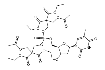 thymidine 5'-bis[3-acetyloxy-2,2-bis(ethoxycarbonyl)propyl]phosphate结构式