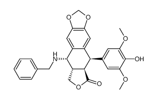 4'-O-demethyl-4β-(benzylamino)-4-desoxypodophyllotoxin结构式