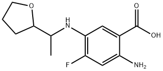 2-Amino-4-fluoro-5-[1-(tetrahydro-furan-2-yl)-ethylamino]-benzoic acid结构式