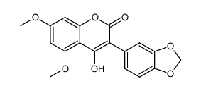 4-hydroxy-5,7-dimethoxy-3-(3,4-methylenedioxyphenyl)-1-benzopyran-2-one结构式