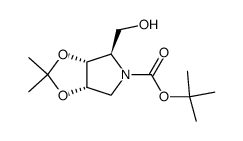 (2R,3R,4S)-N-(tert-butoxycarbonyl)-3,4-isopropylidenedioxy-2-hydroxymethylpyrrolidine结构式