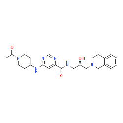 6-[[(1-乙酰基哌啶-4-基)氨基] -N-[(2R)-2-羟基-3-(1,2,3,4-四氢异喹啉-2-基)丙基]嘧啶-4-羧酰胺结构式