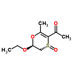 Ethanone, 1-(6-ethoxy-5,6-dihydro-2-methyl-4-oxido-1,4-oxathiin-3-yl)-, trans- (9CI)结构式