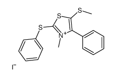 3-methyl-5-methylsulfanyl-4-phenyl-2-phenylsulfanyl-1,3-thiazol-3-ium,iodide结构式
