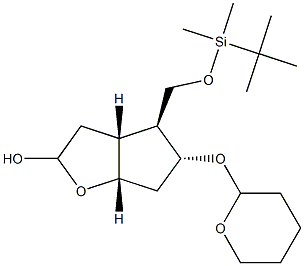 (3aR,4S,5R,6aS)-4-((tert-butyldimethylsilyloxy)methyl)-5-(tetrahydro-2H-pyran-2-yloxy)hexahydro-2H-cyclopenta[b]furan-2-ol structure