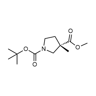 O1-叔丁基O3-甲基(3S)-3-甲基吡咯烷-1,3-二羧酸结构式