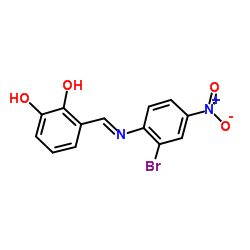 3-[(2-Bromo-4-nitro-phenylimino)-methyl]-benzene-1,2-diol结构式